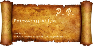 Petrovity Vilja névjegykártya